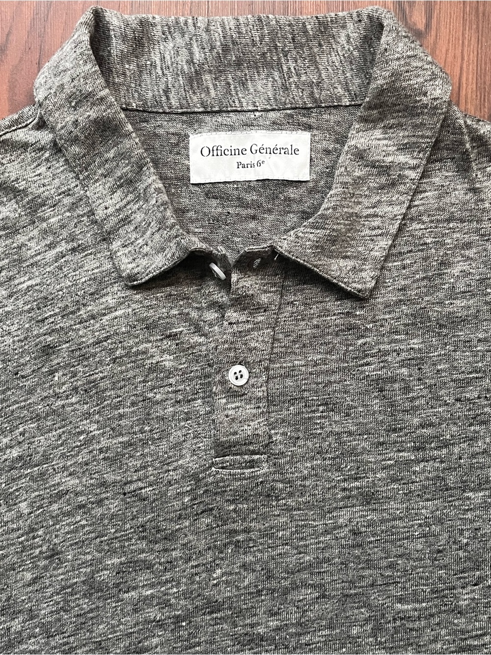 Officine Generale Men’s Gray Heathered 100% Linen Polo Shirt Size S NWOT